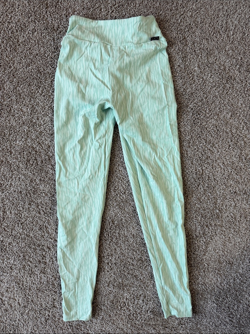 Light Mint High-Waist Textured Leggings